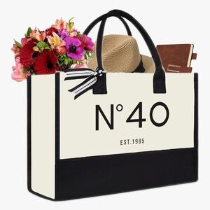 Elegant N°40 40th Birthday Black and White Tote Bag